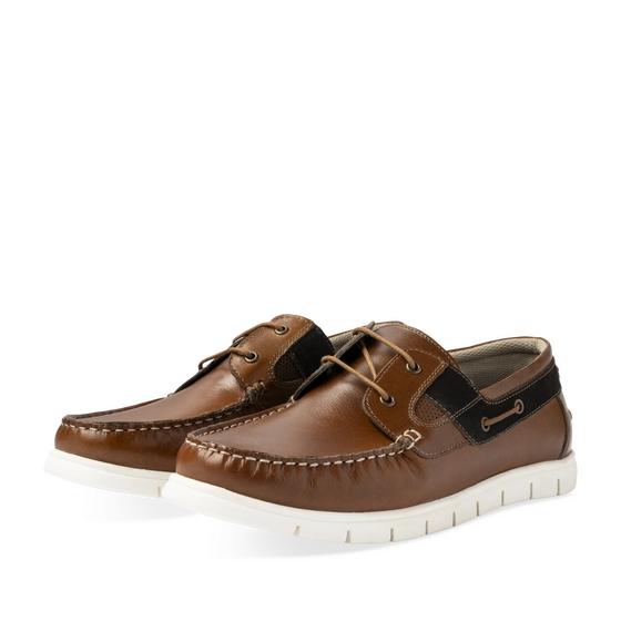 Chaussures bateau COGNAC Homme CUIR motif Uni Lacets                                                                                                     SAN MARINA