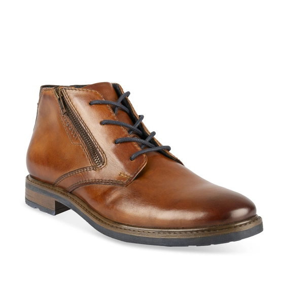 Bottines COGNAC Homme CUIR motif Uni Lacets + Fermeture éclair                                                                                                     BUGATTI