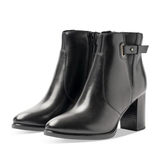 Bottines NOIR Femme CUIR motif Uni Elastique + Fermeture éclair                                                                                                     SAN MARINA