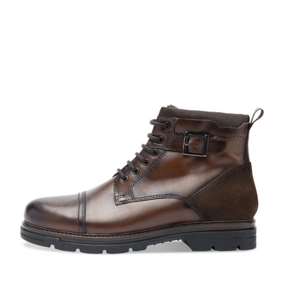 Bottines Marron Homme CUIR motif Uni Lacets + Fermeture éclair                                                                                                     SAN MARINA