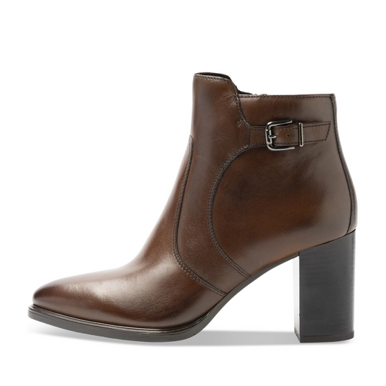 Bottines Marron Femme CUIR motif Uni Fermeture éclair                                                                                                     SAN MARINA