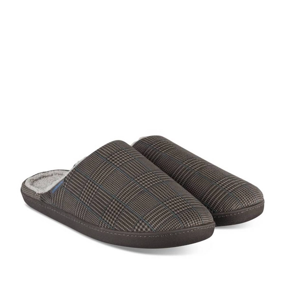 Chaussons GRIS Homme motif Carreaux A enfiler                                                                                                     ISOTONER