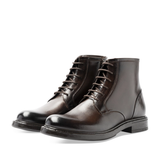 Bottines Marron Homme CUIR motif Uni Lacets + Fermeture éclair                                                                                                     SAN MARINA