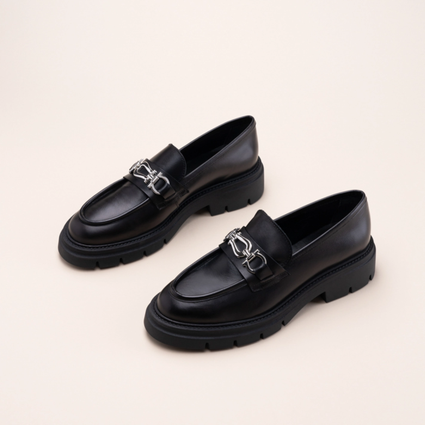 Mocassins NOIR Femme CUIR motif Chaîne A enfiler                                                                                                     SAN MARINA