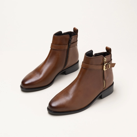 Bottines Marron Femme CUIR motif Uni Fermeture éclair                                                                                                     SAN MARINA