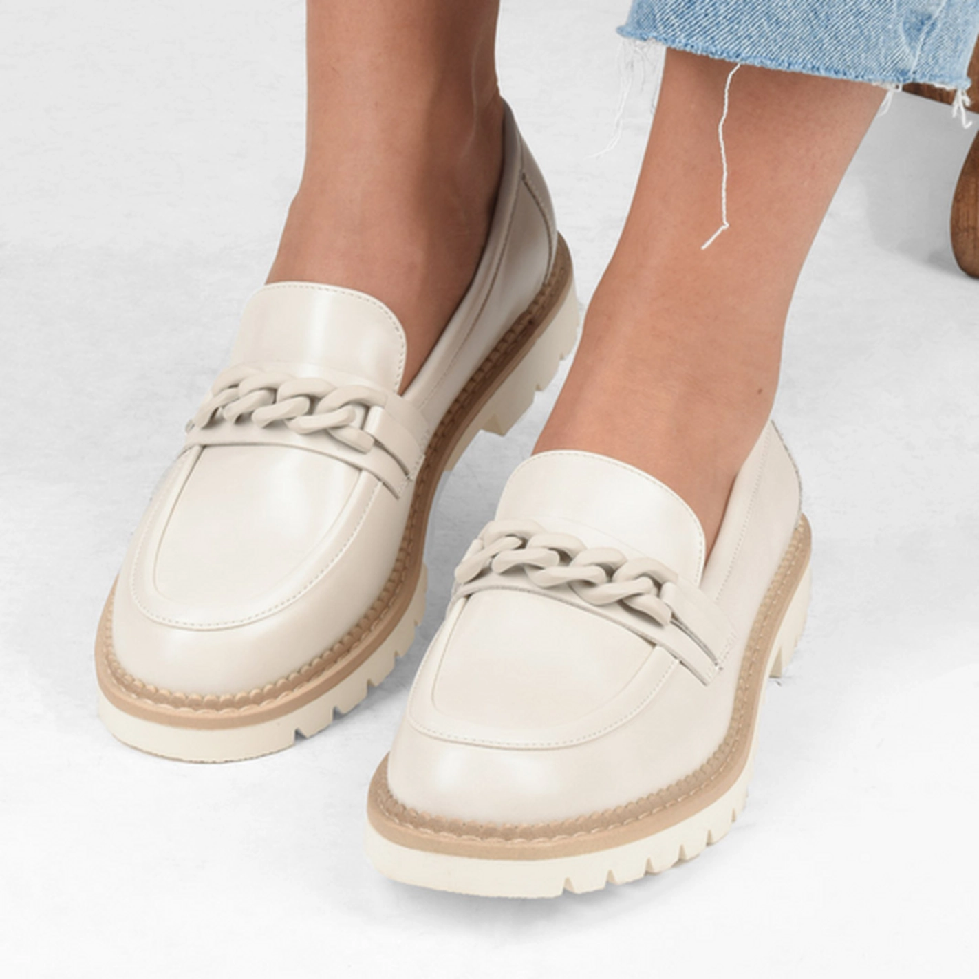 Mocassins BEIGE Femme motif Chaîne A enfiler                                                                                                     PHILOV