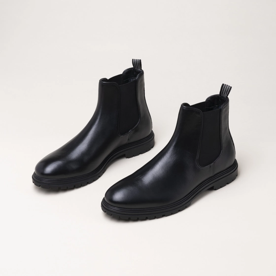 Bottines NOIR Homme CUIR motif Uni A enfiler                                                                                                     SAN MARINA