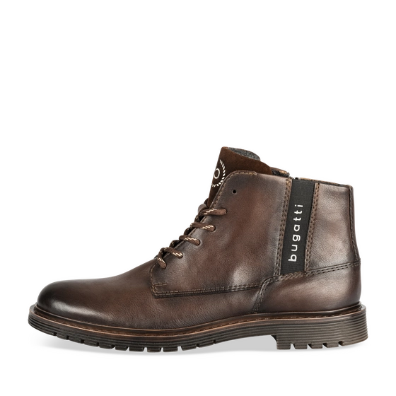 Bottines Marron Homme CUIR motif Uni Lacets + Fermeture éclair                                                                                                     BUGATTI