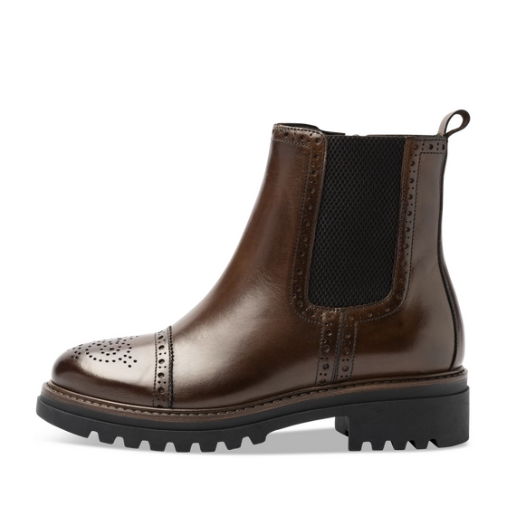 Bottines Marron Femme CUIR motif Uni Elastique + Fermeture éclair                                                                                                     SAN MARINA