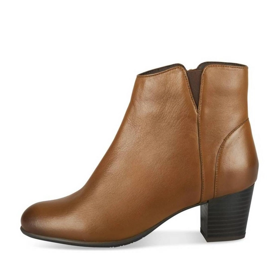 Bottines COGNAC Femme CUIR motif Uni A enfiler                                                                                                     MEGIS ELEGANT