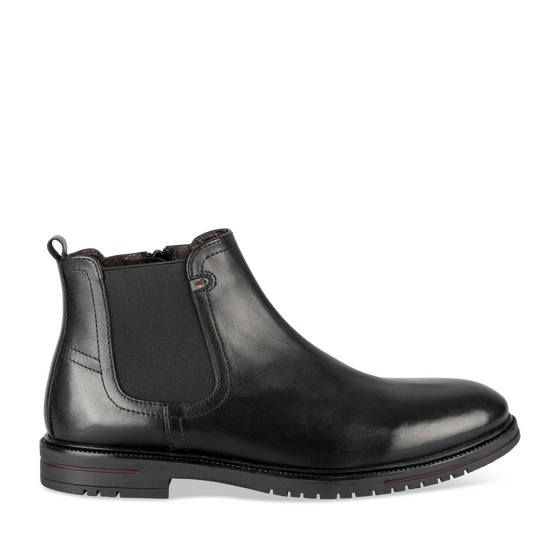 Bottines NOIR Homme CUIR motif Uni Elastique + Fermeture éclair                                                                                                     MATTEO ROSSI