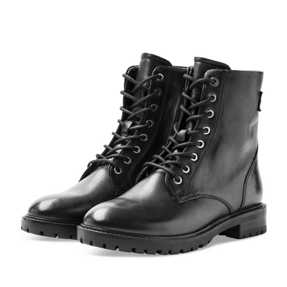 Bottines NOIR Femme CUIR motif Uni Lacets + Fermeture éclair                                                                                                     SAN MARINA