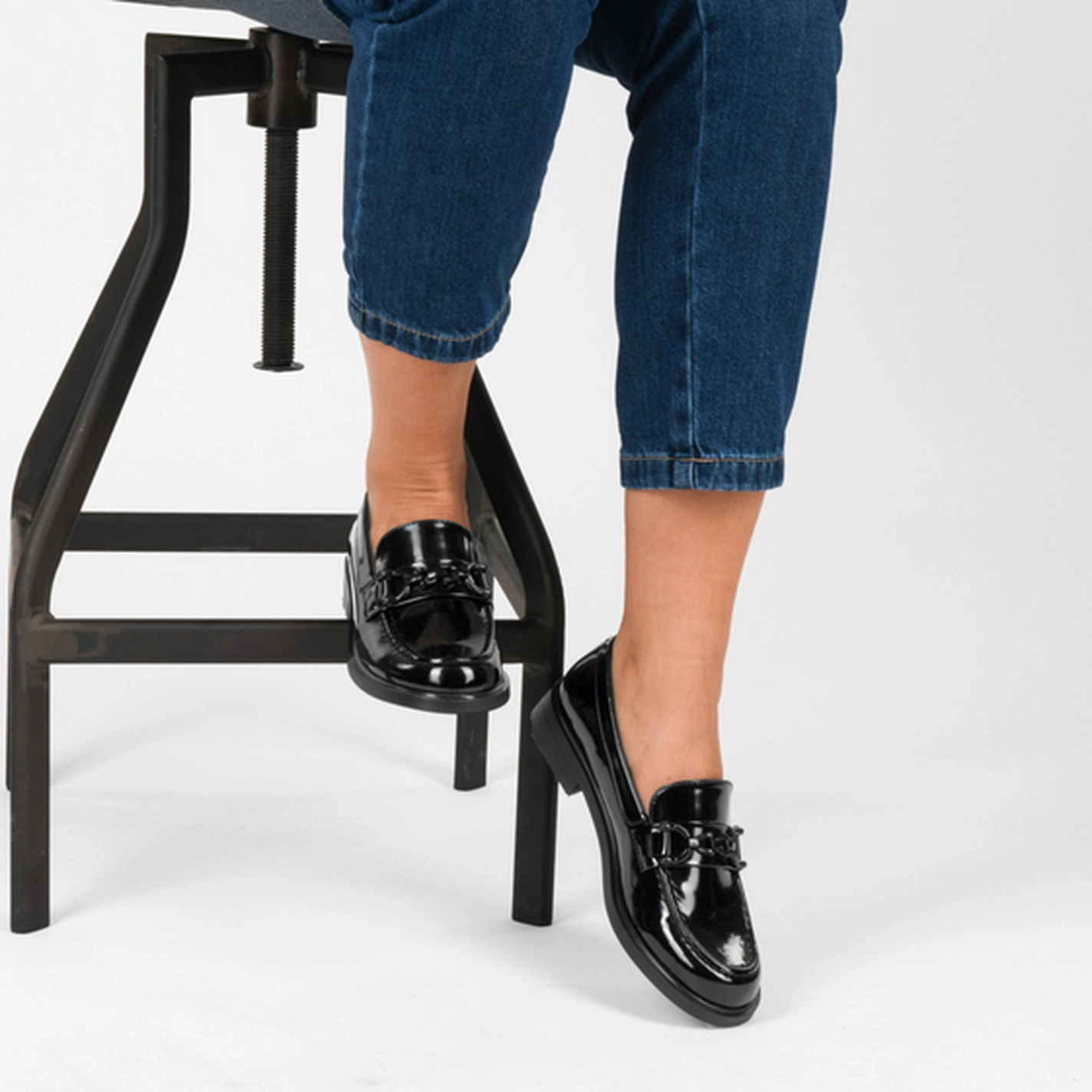 Mocassins NOIR Femme motif Chaîne A enfiler                                                                                                     PHILOV