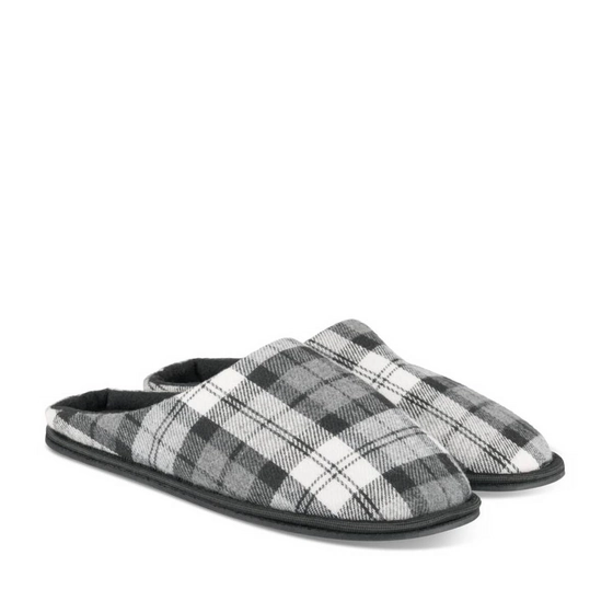 Chaussons NOIR Homme motif Carreaux A enfiler                                                                                                     DENIM SIDE