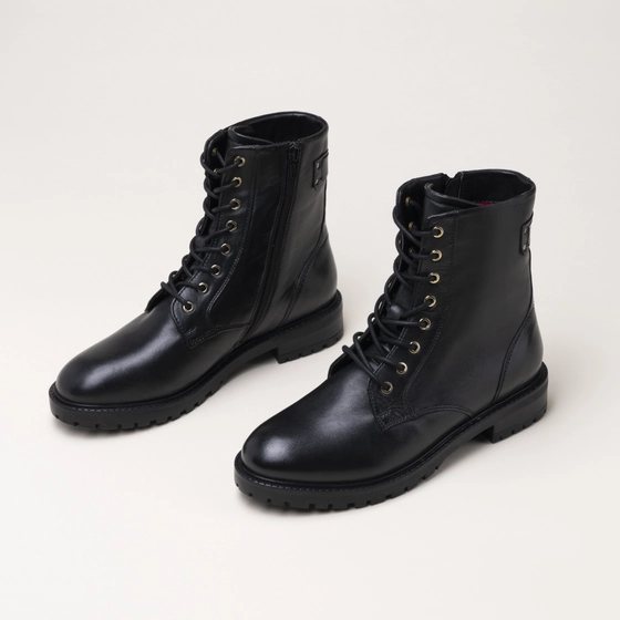 Bottines NOIR Femme CUIR motif Uni Lacets + Fermeture éclair                                                                                                     SAN MARINA