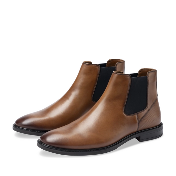 Bottines COGNAC Homme CUIR motif Uni Elastique                                                                                                     SAN MARINA
