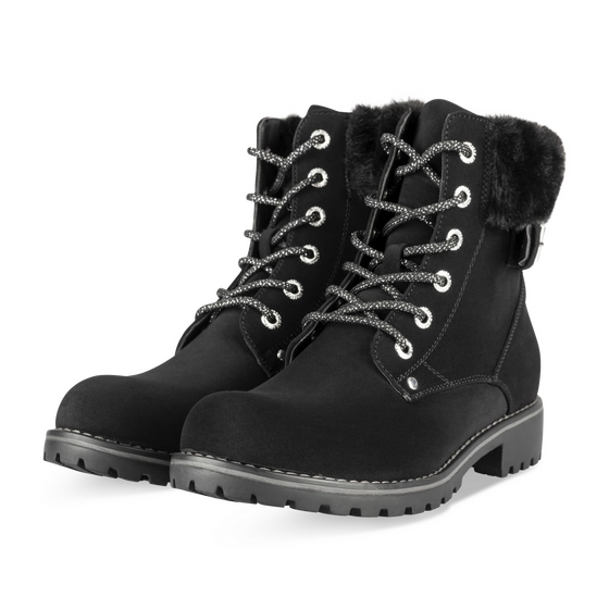 Bottines NOIR Femme motif Fausse fourrure Lacets                                                                                                     PHILOV
