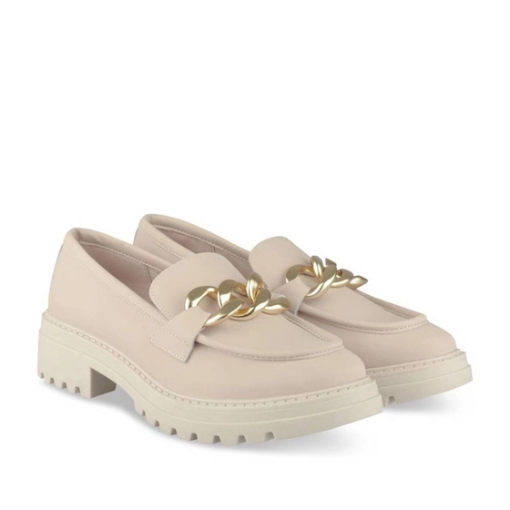 Mocassins BEIGE Femme CUIR motif Chaîne A enfiler                                                                                                     SINEQUANONE