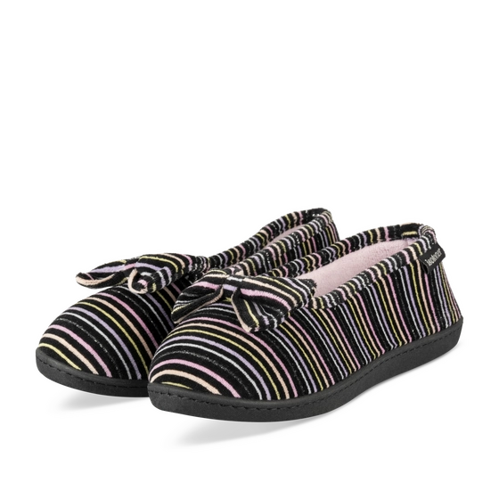 Chaussons NOIR Femme motif Rayures A enfiler                                                                                                     ISOTONER
