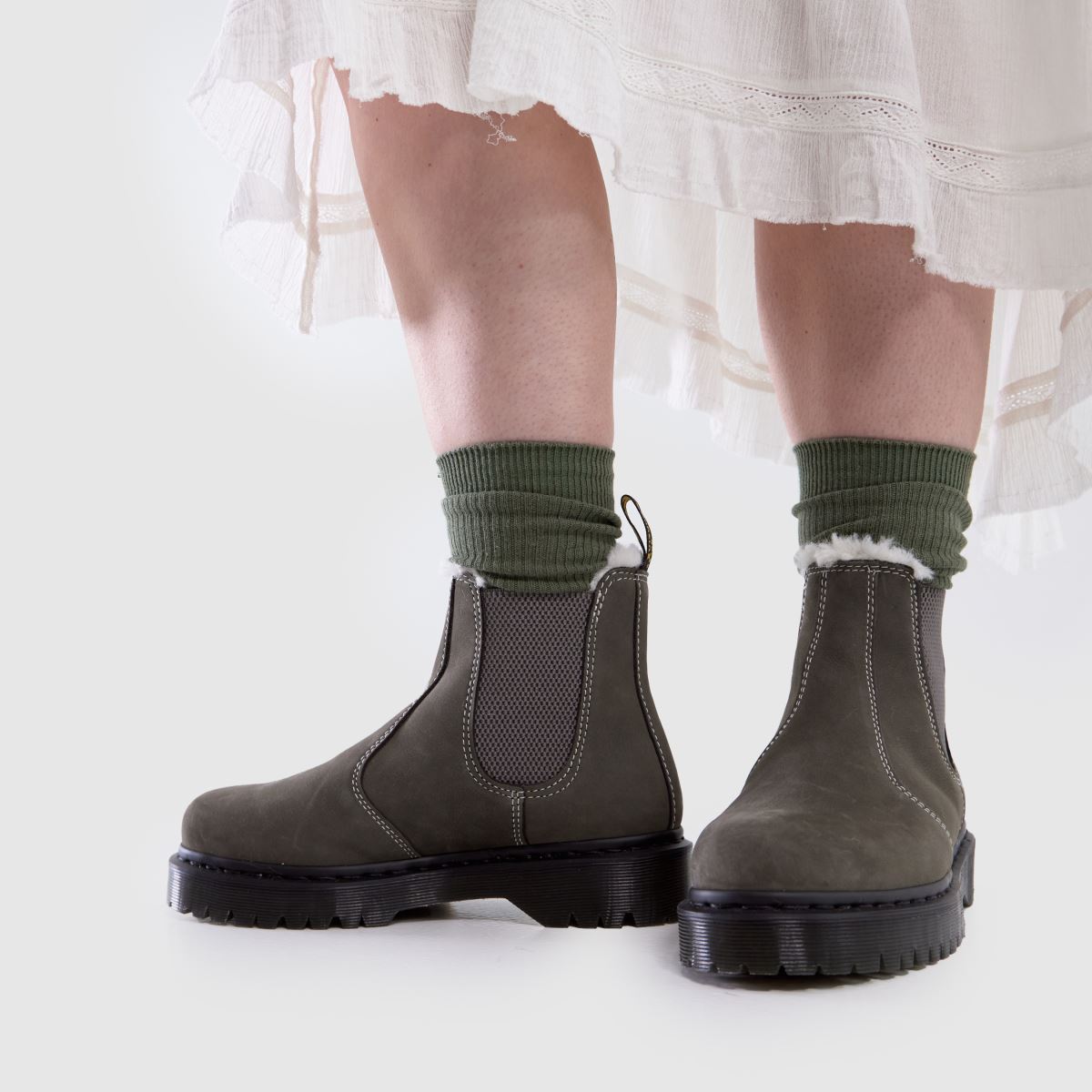 Dr Martens  2976 Bex Fur Lined Chelsea in Dark Grey Dr Martens  2976 Bex Fur Lined Chelsea in Dark Grey