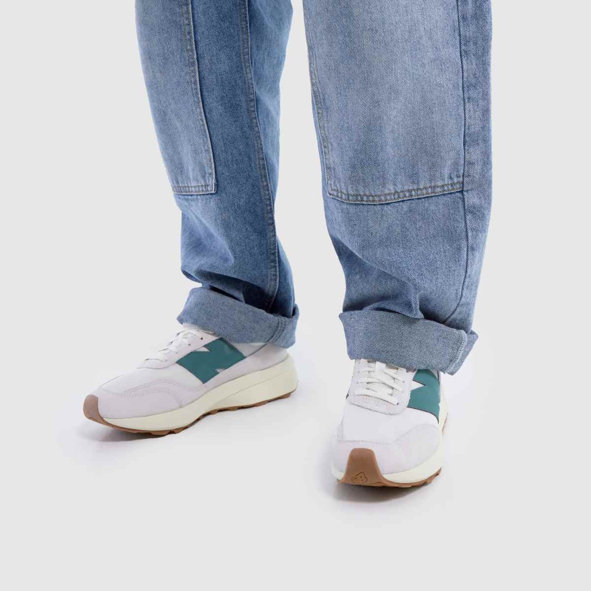 New Balance  370 in White & Green New Balance  370 in White & Green