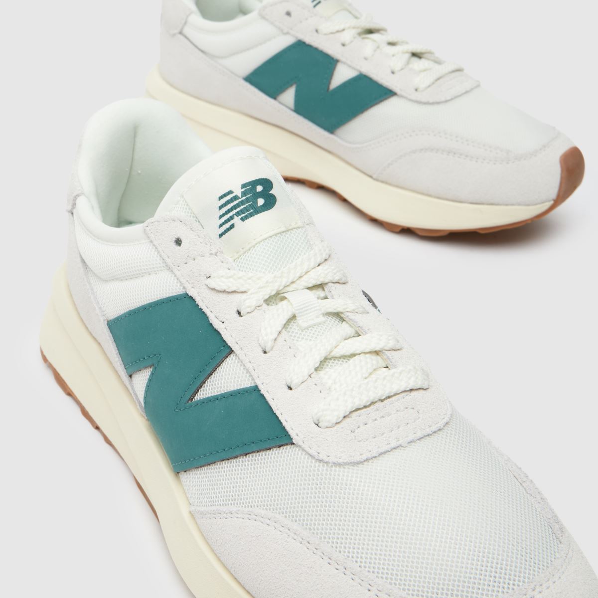New Balance  370 in White & Green New Balance  370 in White & Green