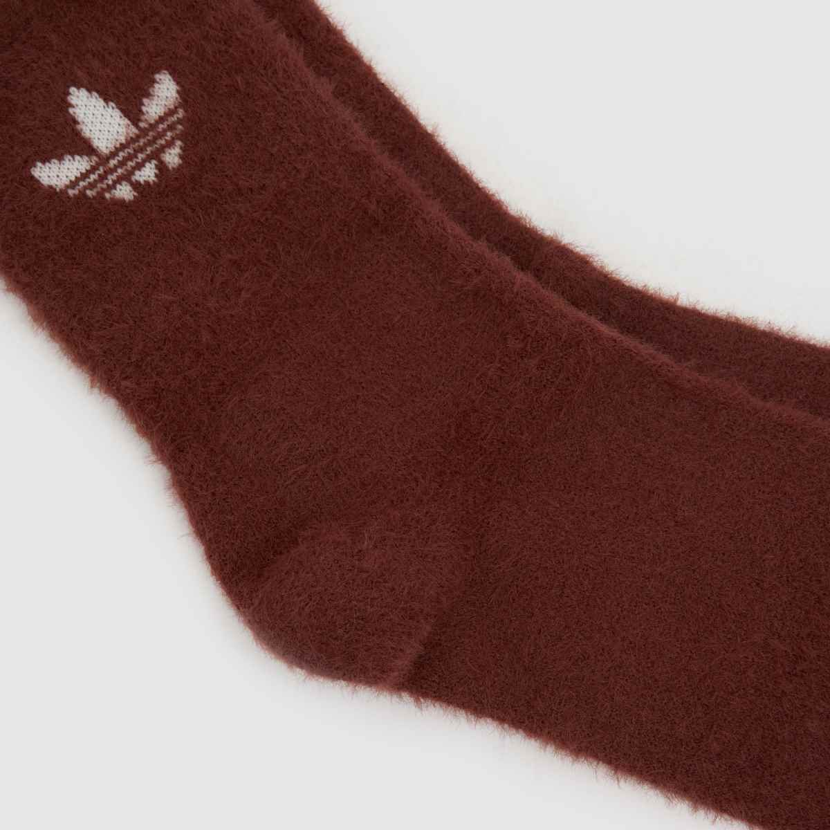 adidas  Fluffy Crew Sock 2 PK in Brown Multi adidas  Fluffy Crew Sock 2 PK in Brown Multi
