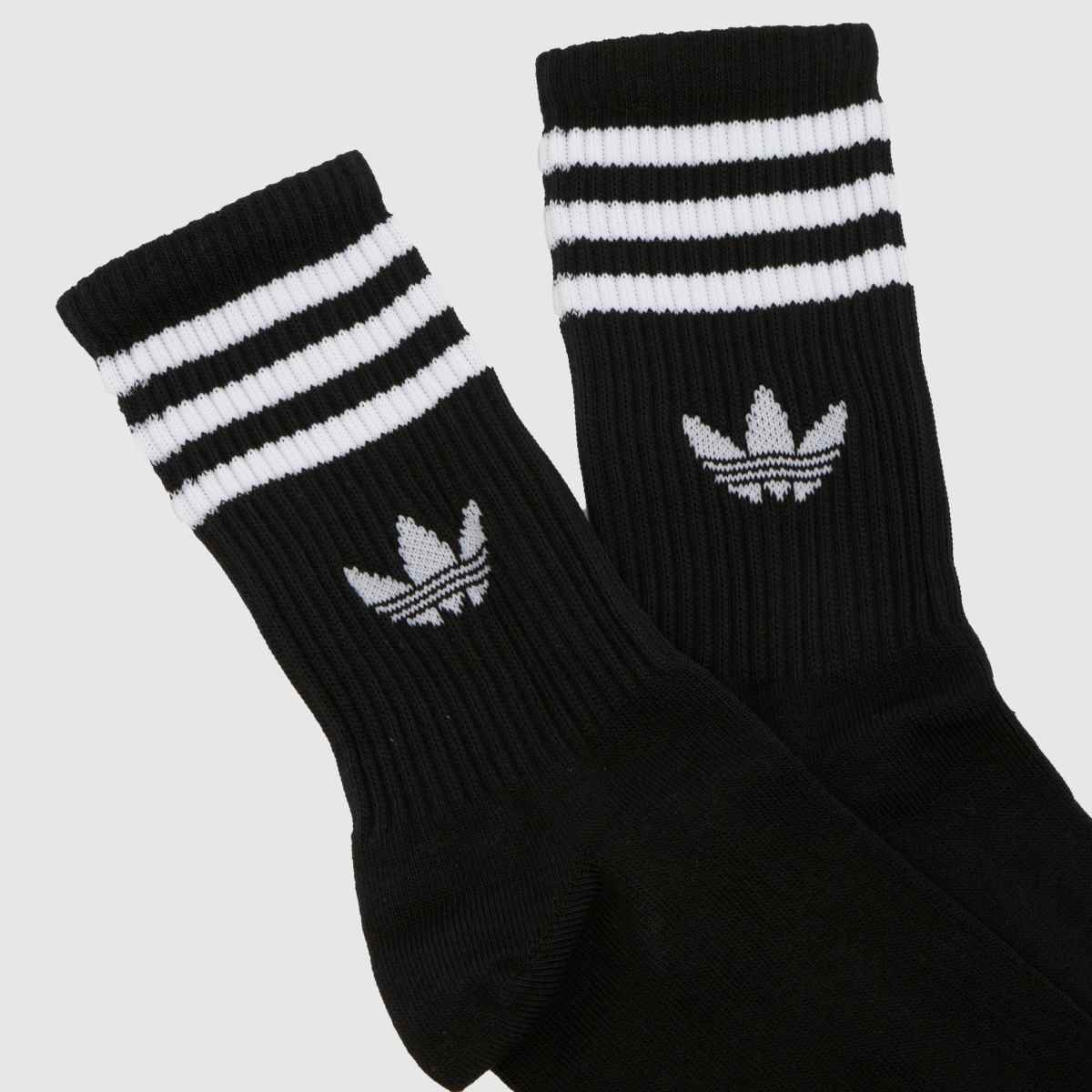 adidas  Stripe Crew Socks 3 Pack in Black & White adidas  Stripe Crew Socks 3 Pack in Black & White