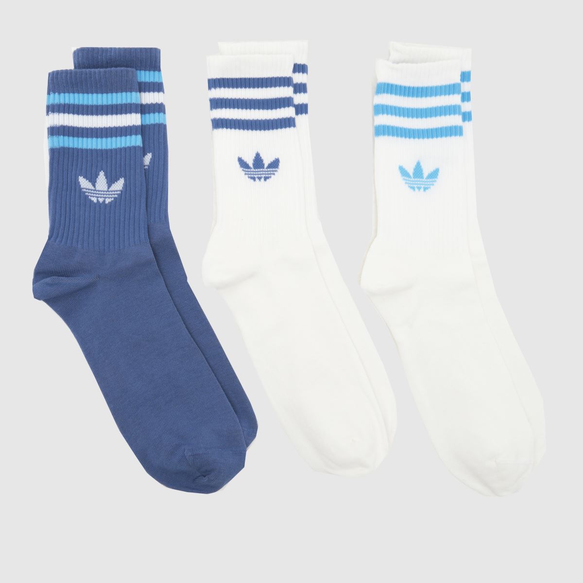 adidas  Stripe Crew Socks 3PK in Navy Multi adidas  Stripe Crew Socks 3PK in Navy Multi