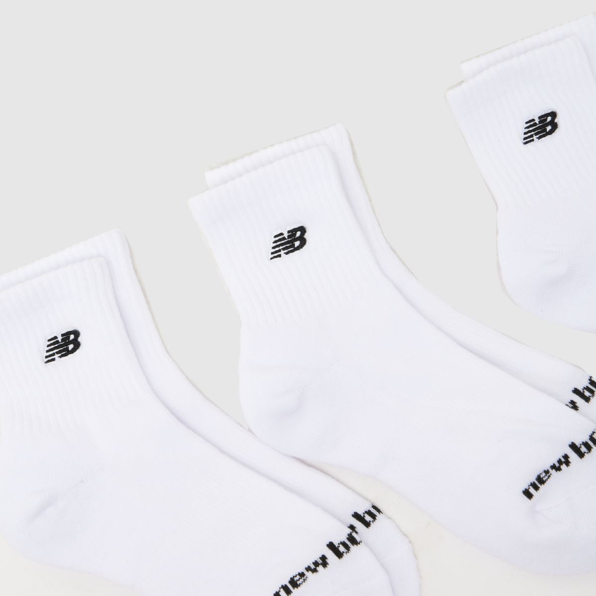 New Balance  Patch Logo Ankle Socks 3PK in White New Balance  Patch Logo Ankle Socks 3PK in White