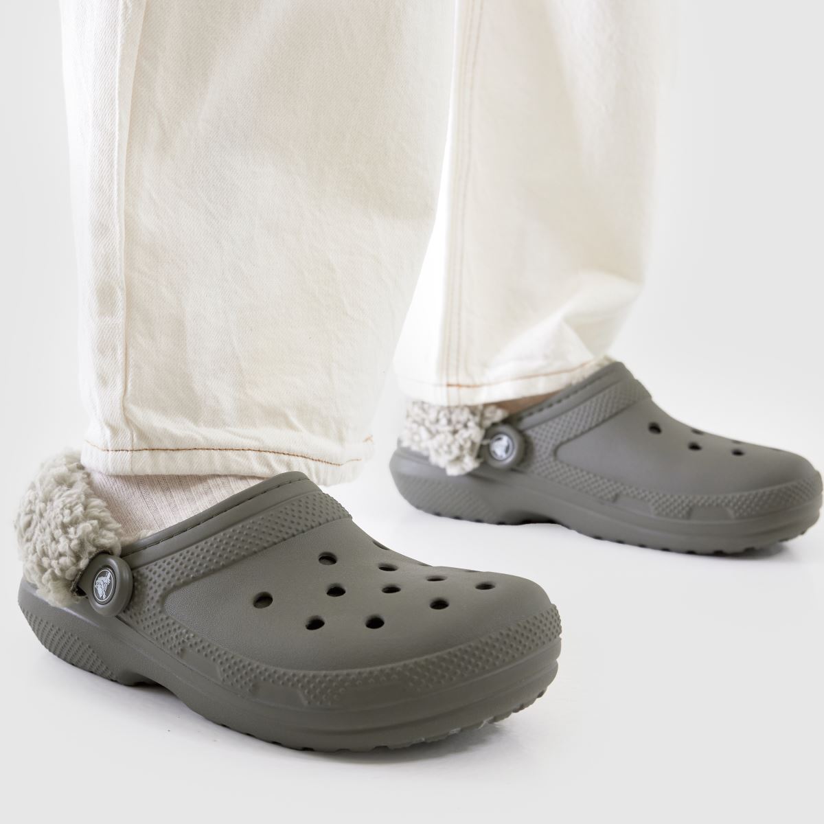 Crocs  Classic Fleece Lined Clog in Khaki Crocs  Classic Fleece Lined Clog in Khaki