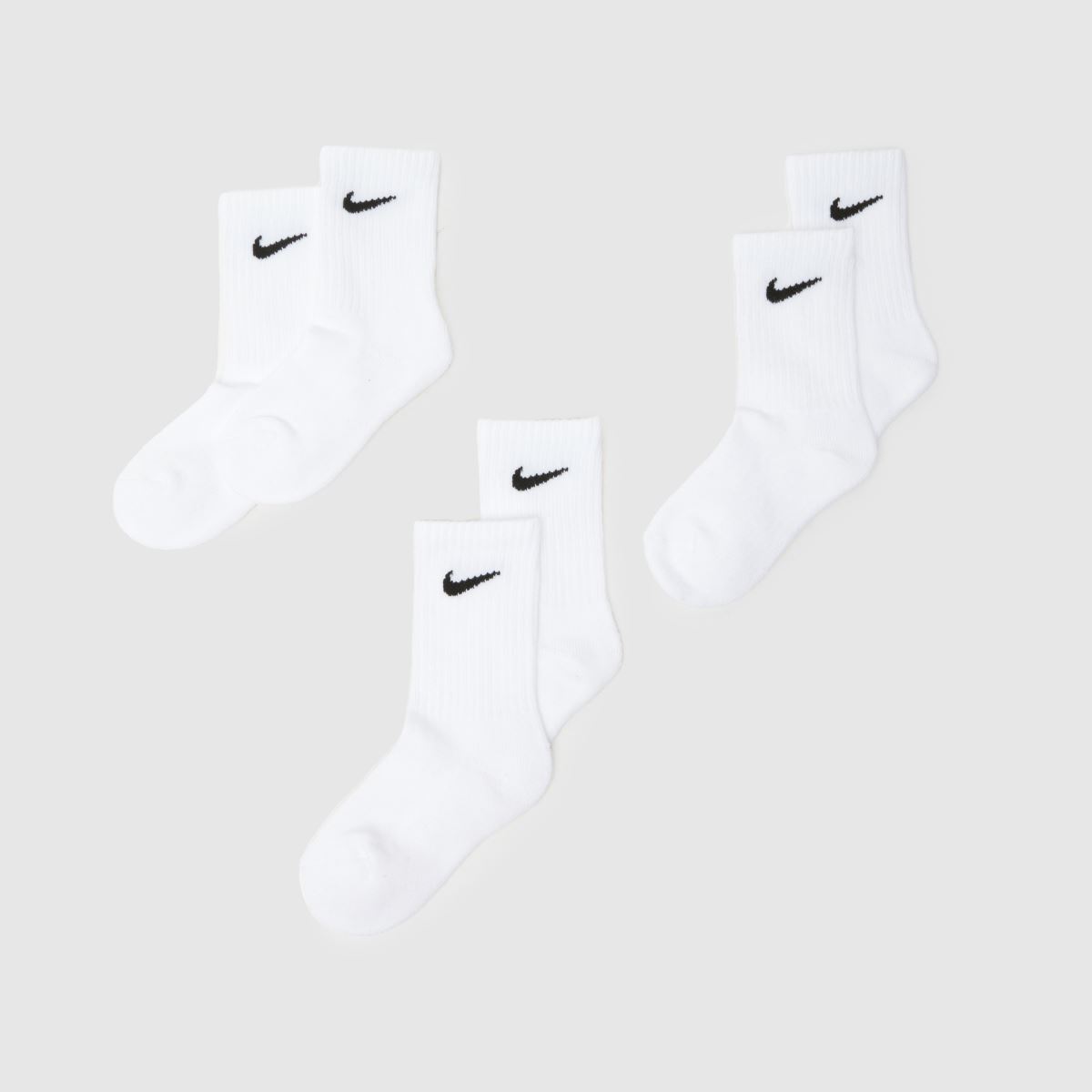 Nike  Kids Basic Crew Socks 3 Pack in White Nike  Kids Basic Crew Socks 3 Pack in White