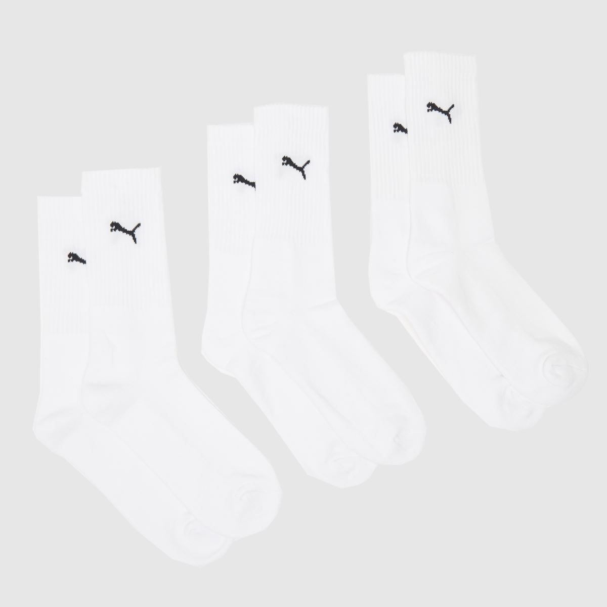 PUMA  Crew Socks 3 Pack in White & Black PUMA  Crew Socks 3 Pack in White & Black
