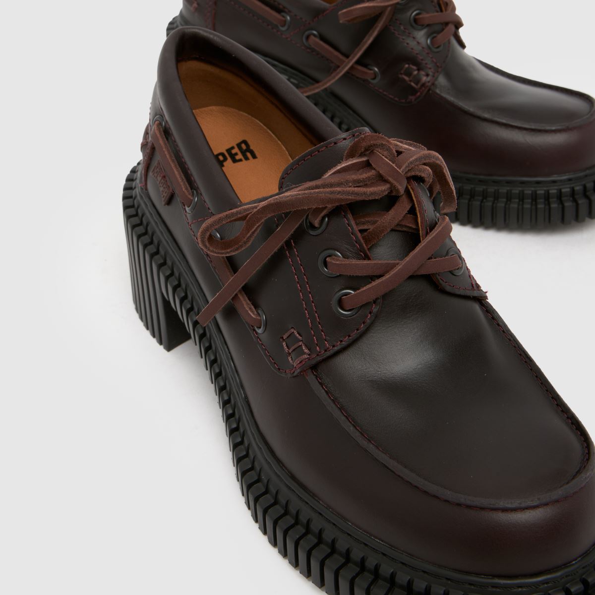 CAMPER  Pix London Heeled Boat in Burgundy CAMPER  Pix London Heeled Boat in Burgundy