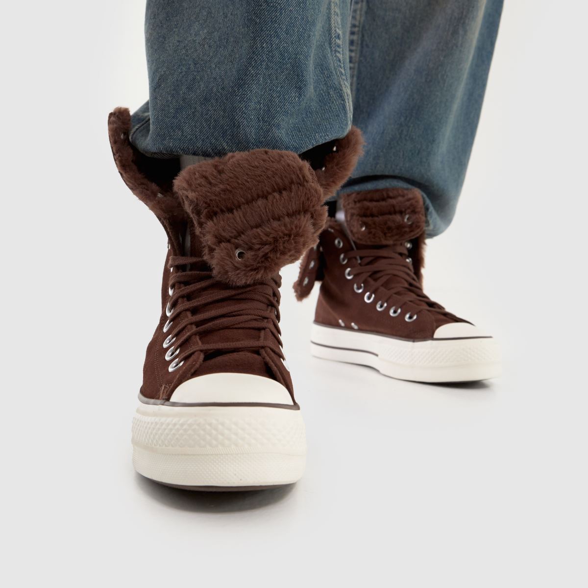 Converse  All Star Fold Over Lift in Brown Converse  All Star Fold Over Lift in Brown