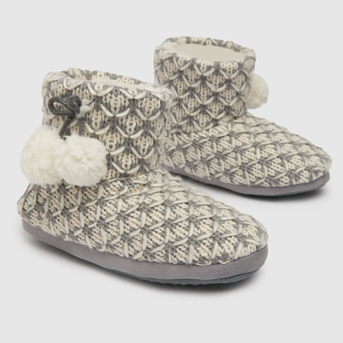 schuh  Harley Pom Pom in White & grey schuh  Harley Pom Pom in White & grey