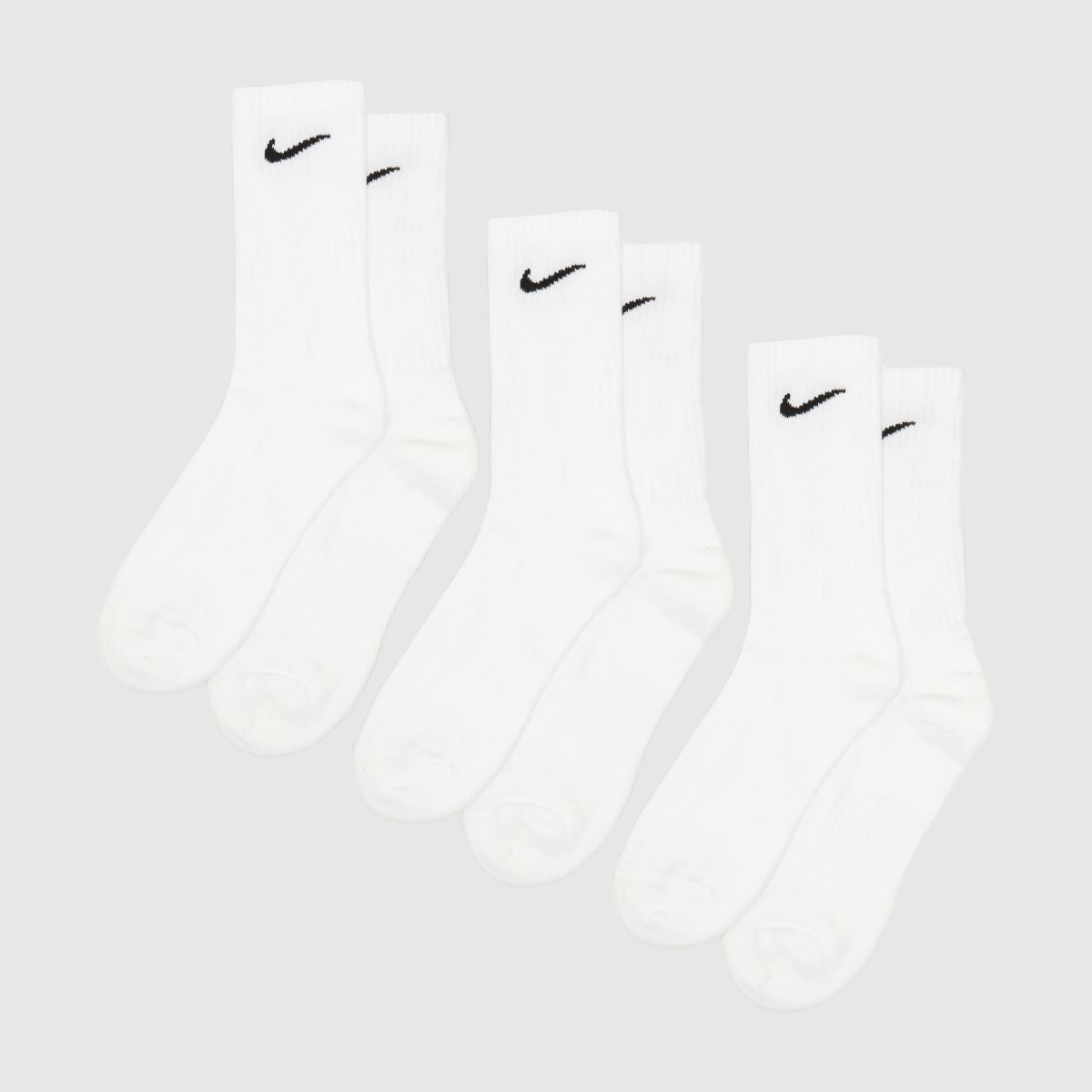 Nike  Crew Socks 3 Pack in White & Black Nike  Crew Socks 3 Pack in White & Black
