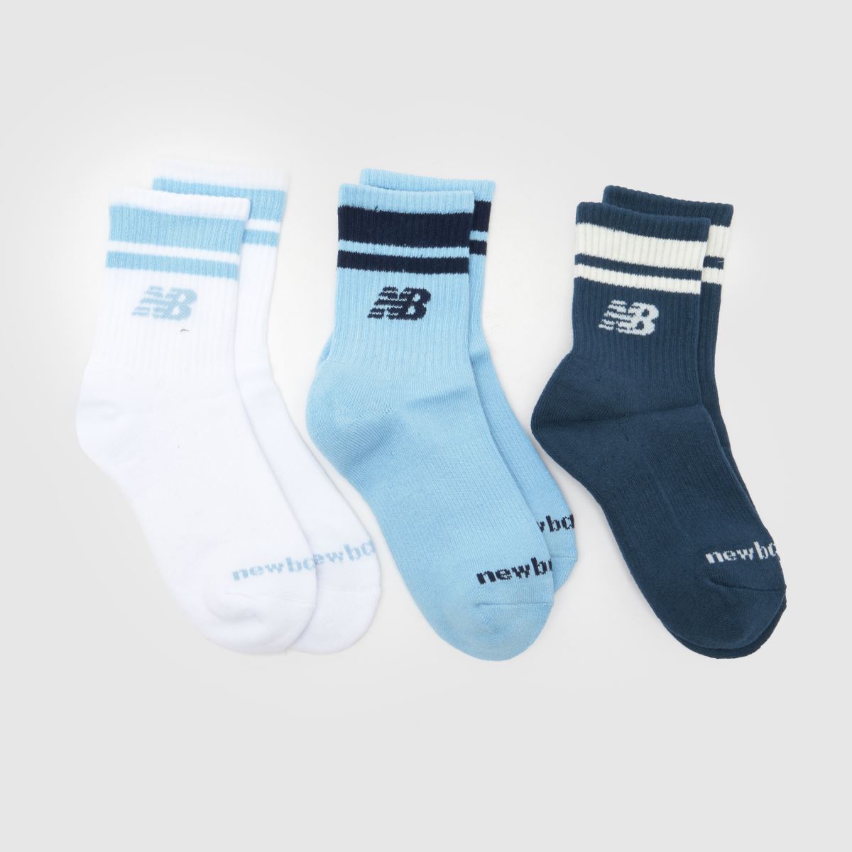 New Balance  Kids Striped Midcalf Sock 3 Pk in Multi New Balance  Kids Striped Midcalf Sock 3 Pk in Multi