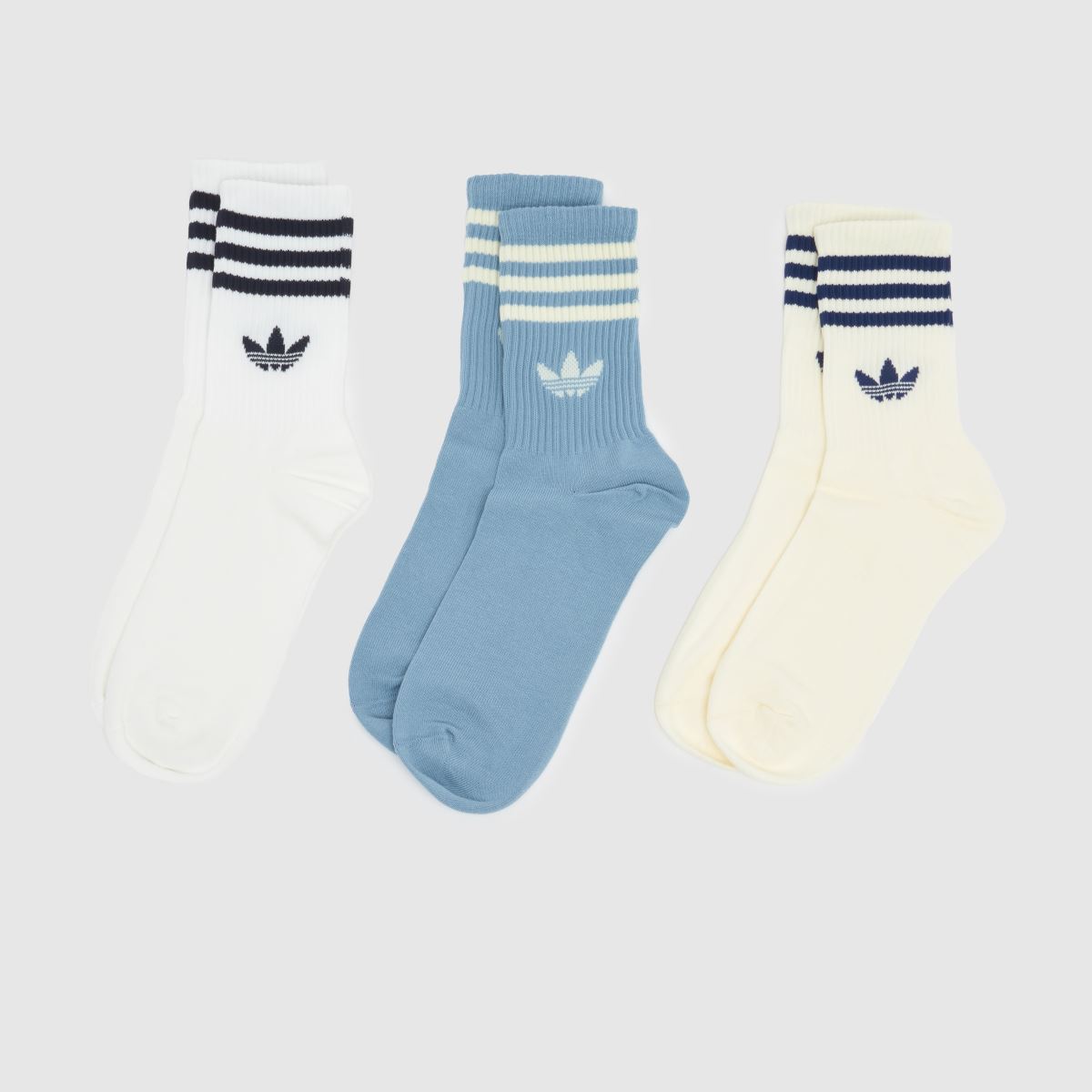 adidas  Stripe Crew Sock 3PK in Blue Multi adidas  Stripe Crew Sock 3PK in Blue Multi
