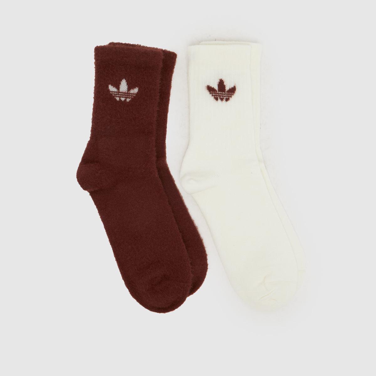 adidas  Fluffy Crew Sock 2 PK in Brown Multi adidas  Fluffy Crew Sock 2 PK in Brown Multi