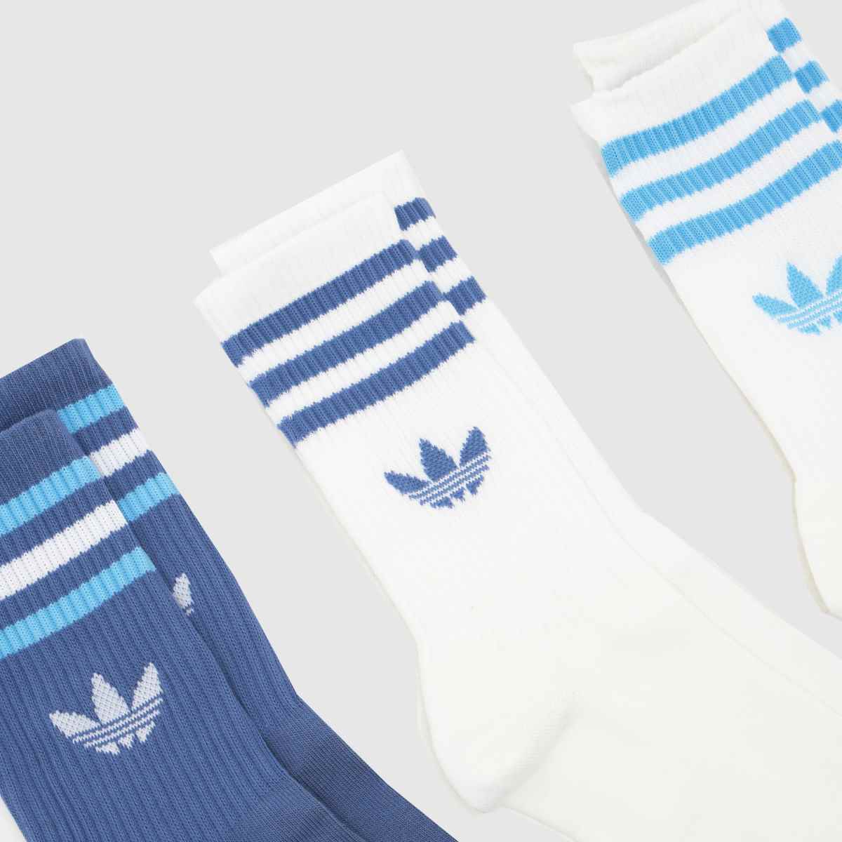 adidas  Stripe Crew Socks 3PK in Navy Multi adidas  Stripe Crew Socks 3PK in Navy Multi