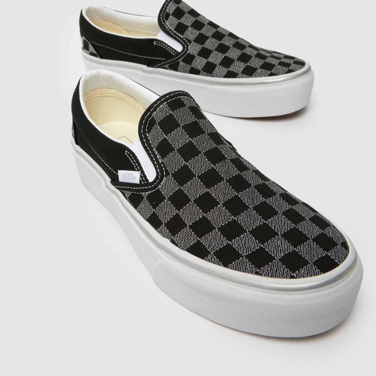 Vans  Classic Slip On Platform in Black & Grey Vans  Classic Slip On Platform in Black & Grey