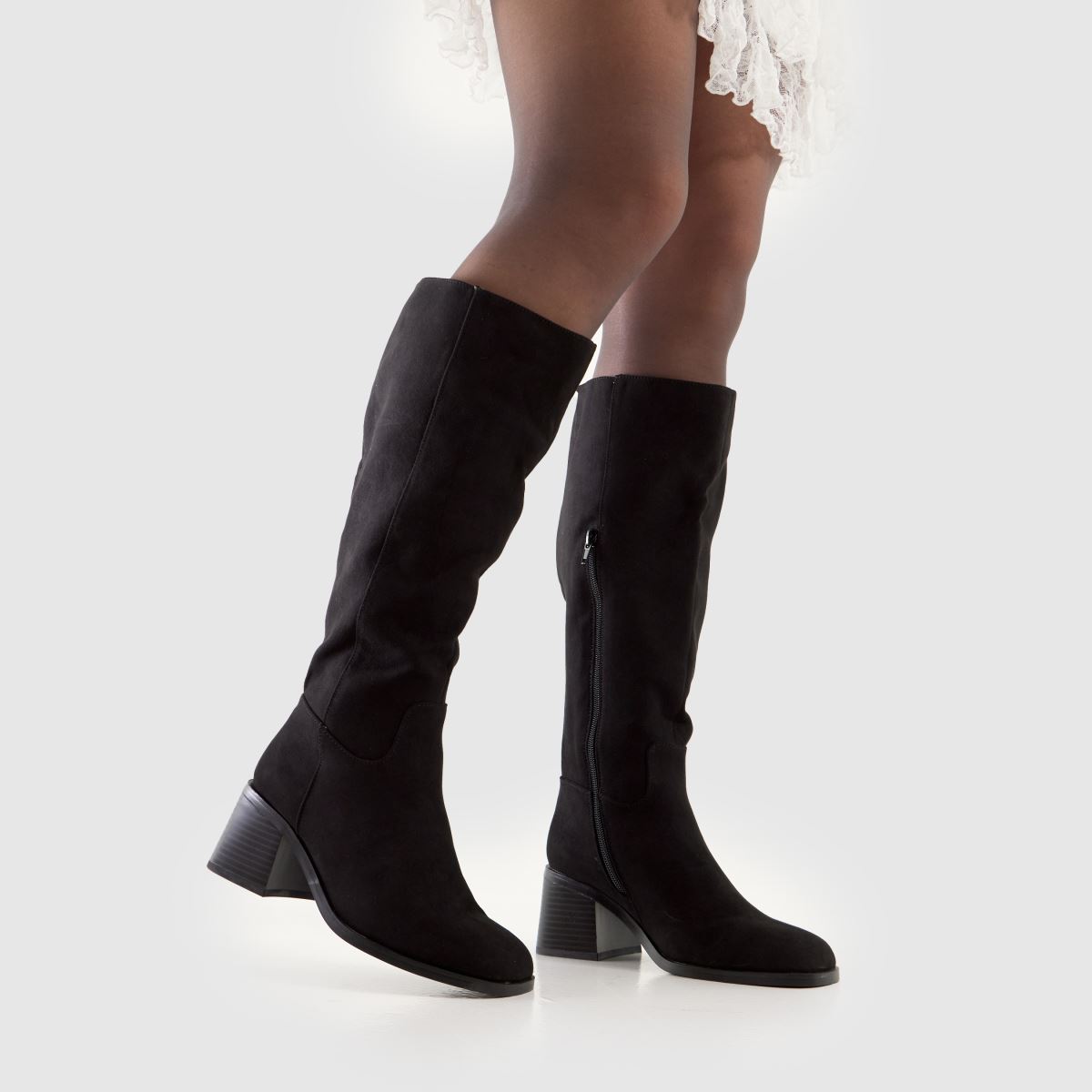 schuh  Wide Fit Dot Knee High in Black schuh  Wide Fit Dot Knee High in Black