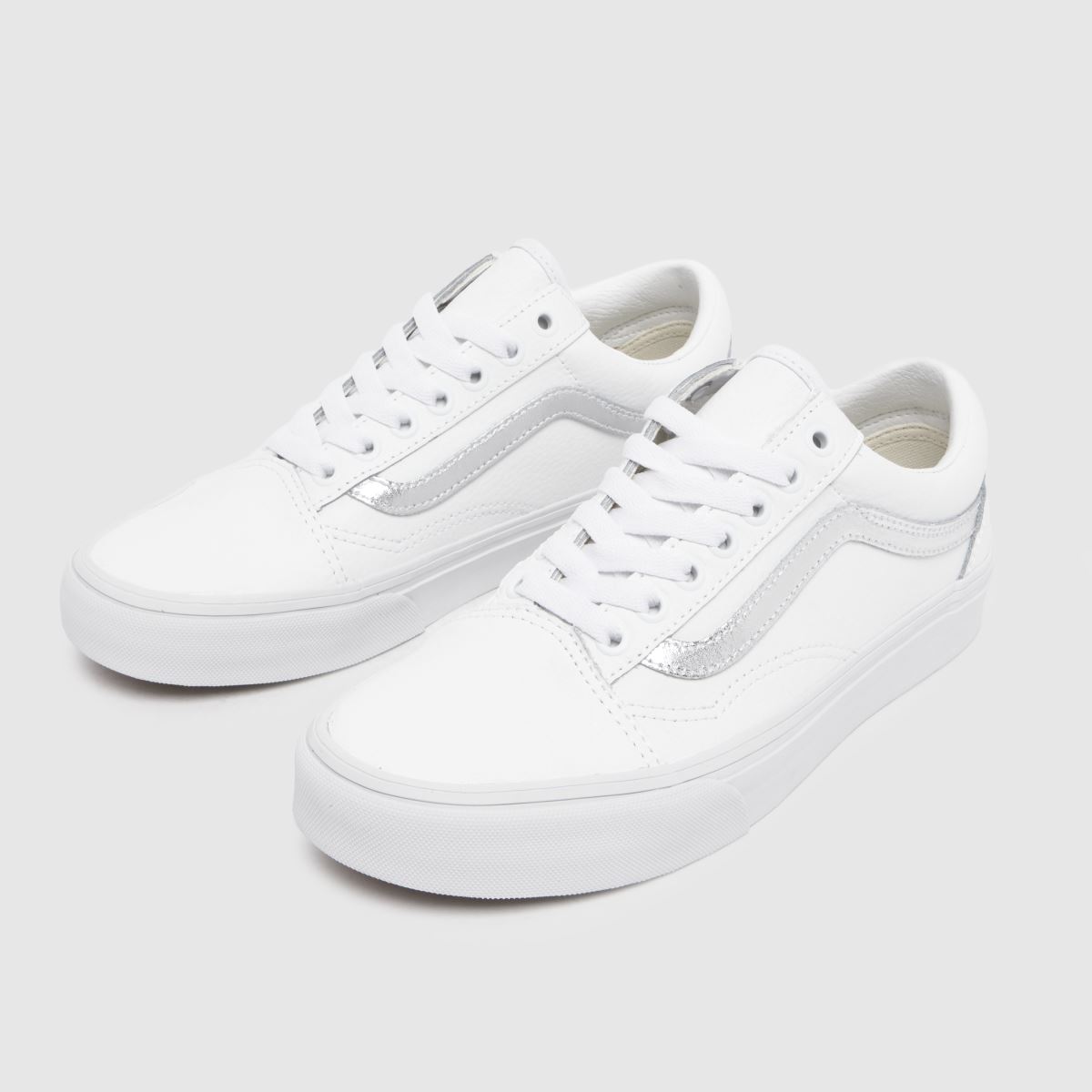 Vans  Old Skool in White & Silver Vans  Old Skool in White & Silver