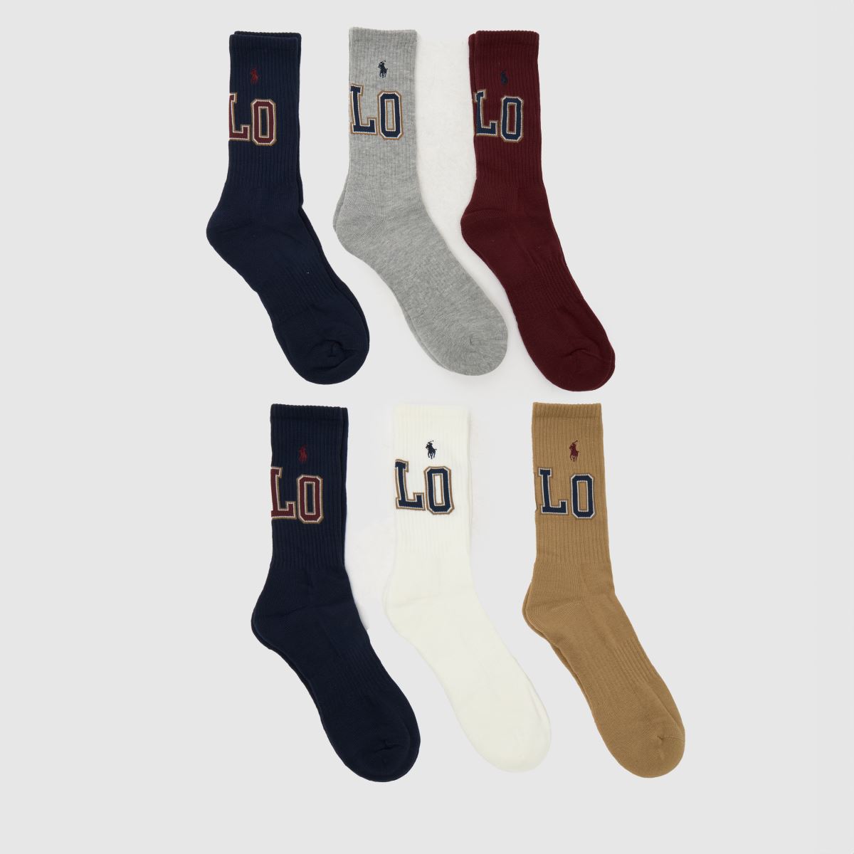 Polo Ralph Lauren  Crew Sock 6 Pack in Multi Polo Ralph Lauren  Crew Sock 6 Pack in Multi