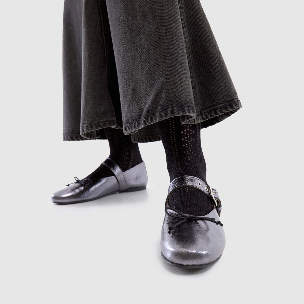 schuh  Lucinda Leather Ballerina in Silver schuh  Lucinda Leather Ballerina in Silver