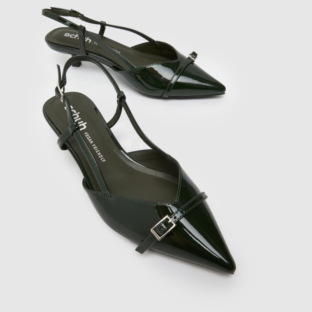 schuh  Sybill Buckle Kitten in Dark Green schuh  Sybill Buckle Kitten in Dark Green