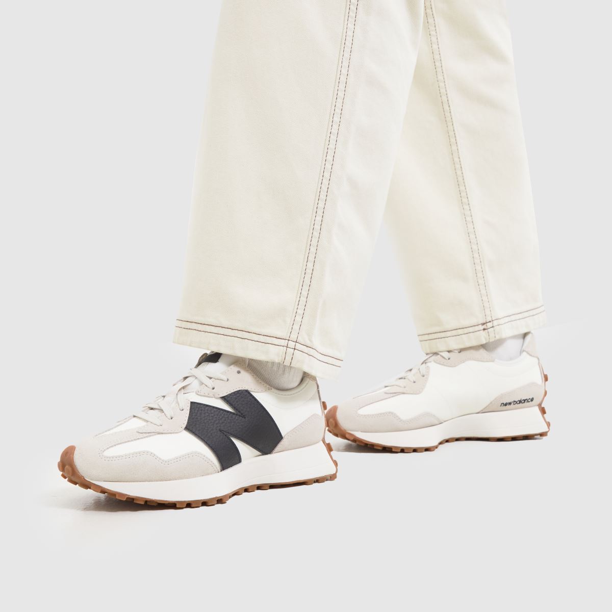 New Balance  327 in White & Black New Balance  327 in White & Black