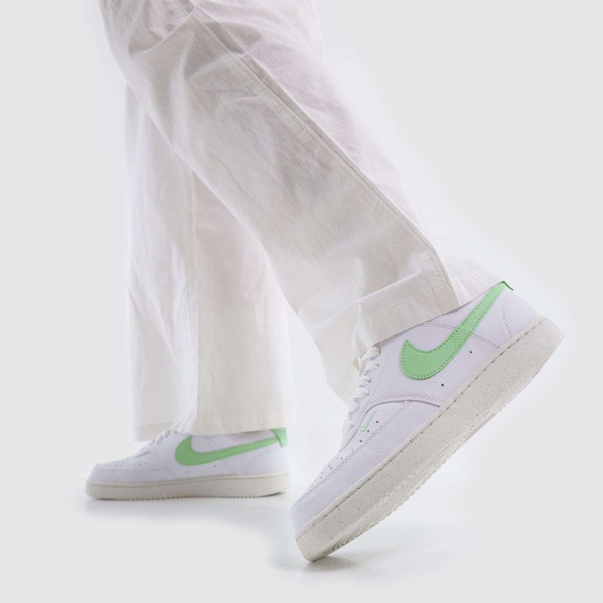 Nike  Court Vision in White & Green Nike  Court Vision in White & Green