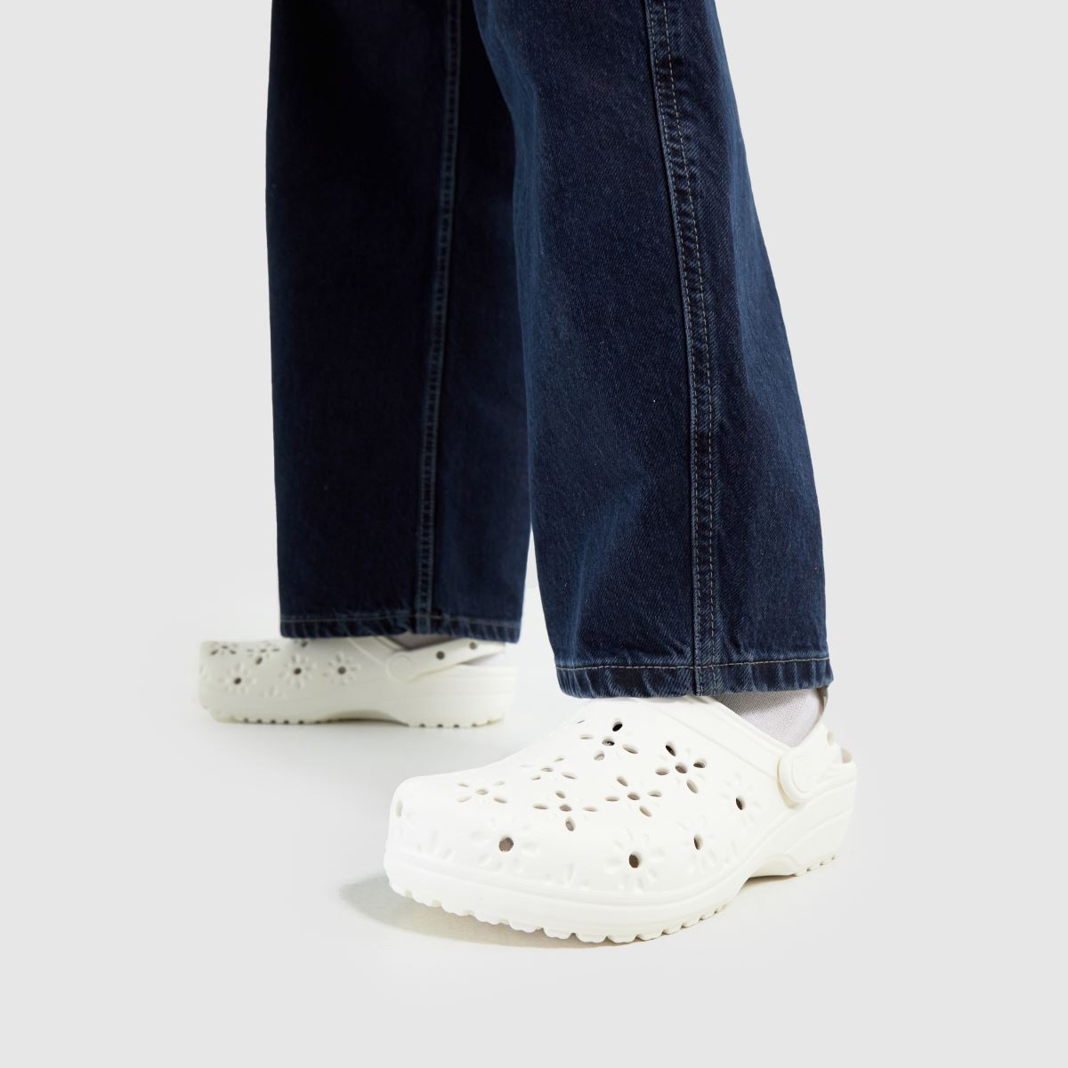 Crocs  Classic Floral Cut Out Clog in White Crocs  Classic Floral Cut Out Clog in White